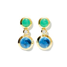 Gelbgold, Ohrringe, Tamara Comolli BOUTON Ohrringe 2 Cabochon 'Lagoon' Classic E-BOU-2-Lag-Cl-yg