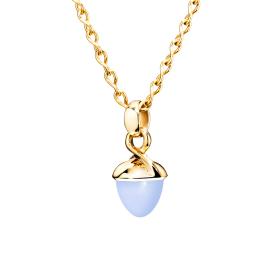 Gelbgold, Halsschmuck, Tamara Comolli MIKADO Anhänger Bouquet Blauer Chalcedon P-MB-ChBl-yg