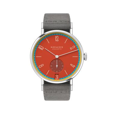 Unisex, Handaufzug, NOMOS Glashütte Tangente 38 Datum Sportbunt 