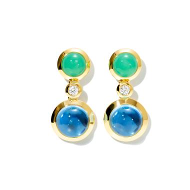 Ohrringe, Gelbgold, Tamara Comolli BOUTON Ohrringe 2 Cabochon 'Lagoon' Classic