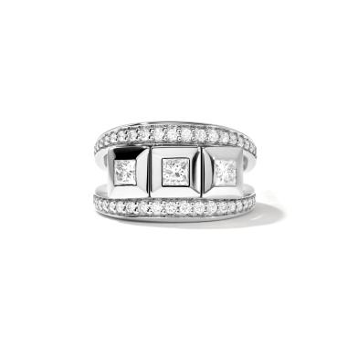 Ringe, Weißgold, Tamara Comolli CURRICULUM VITAE 3 Ring mit Diamant Pavé medium