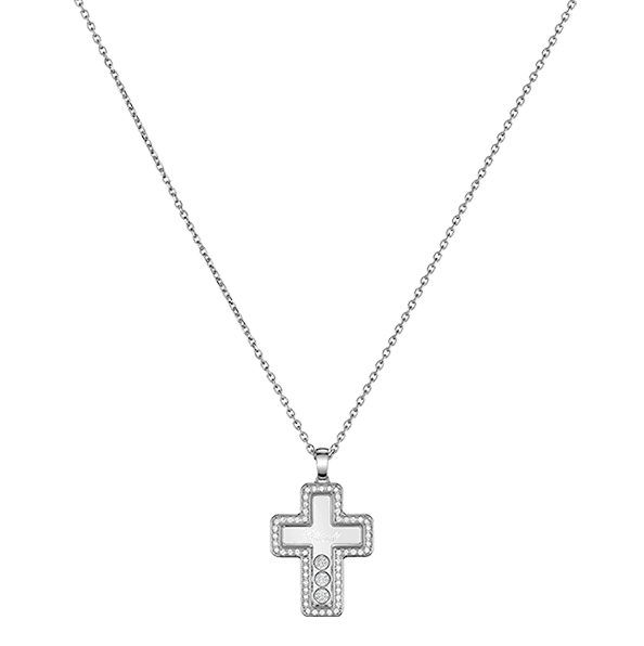 Chopard Happy Diamonds Cross Halskette mit Anhaenger in Weissgold mit Diamanten Modell 79A410-1001