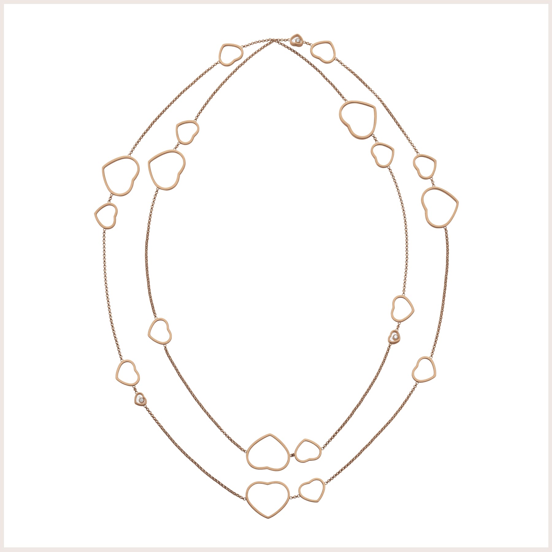 Chopard Happy Hearts Halskette aus Rosegold mit Herzelementen und Diamanten