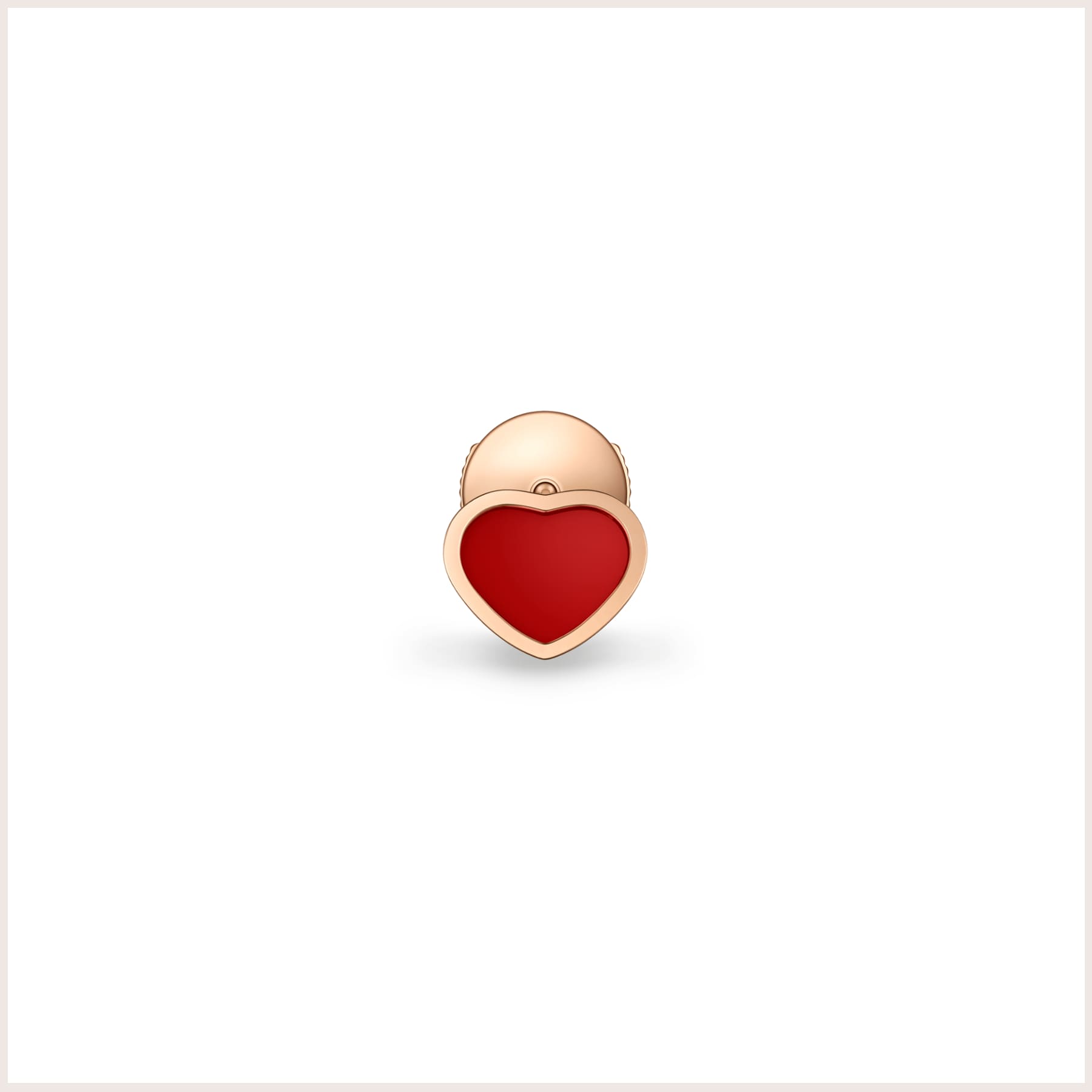 Chopard My Happy Hearts Ohrstecker in Rosegold mit rotem Karneol in Herzform Ansicht vorne