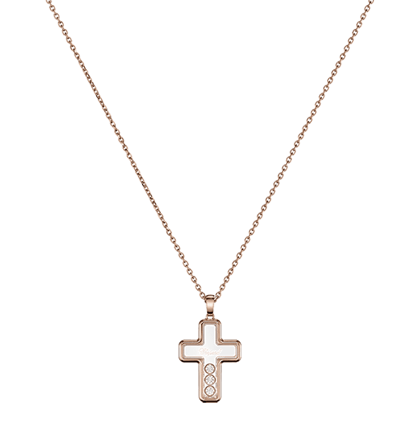Chopard Happy Diamonds Cross Halskette mit Anhaenger in Rosegold mit Diamanten Modell 79A409-5001