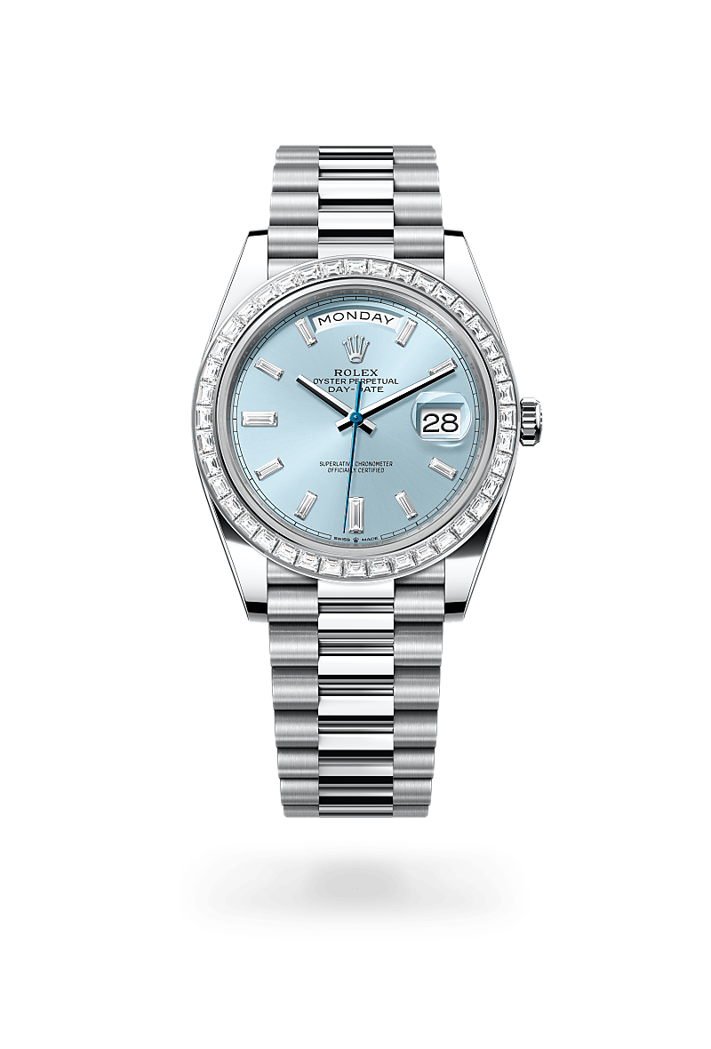 Rolex Day-Date 40 M228396TBR-0002 Herrenuhr - Oyster, 40 mm, Platin mit Diamanten 